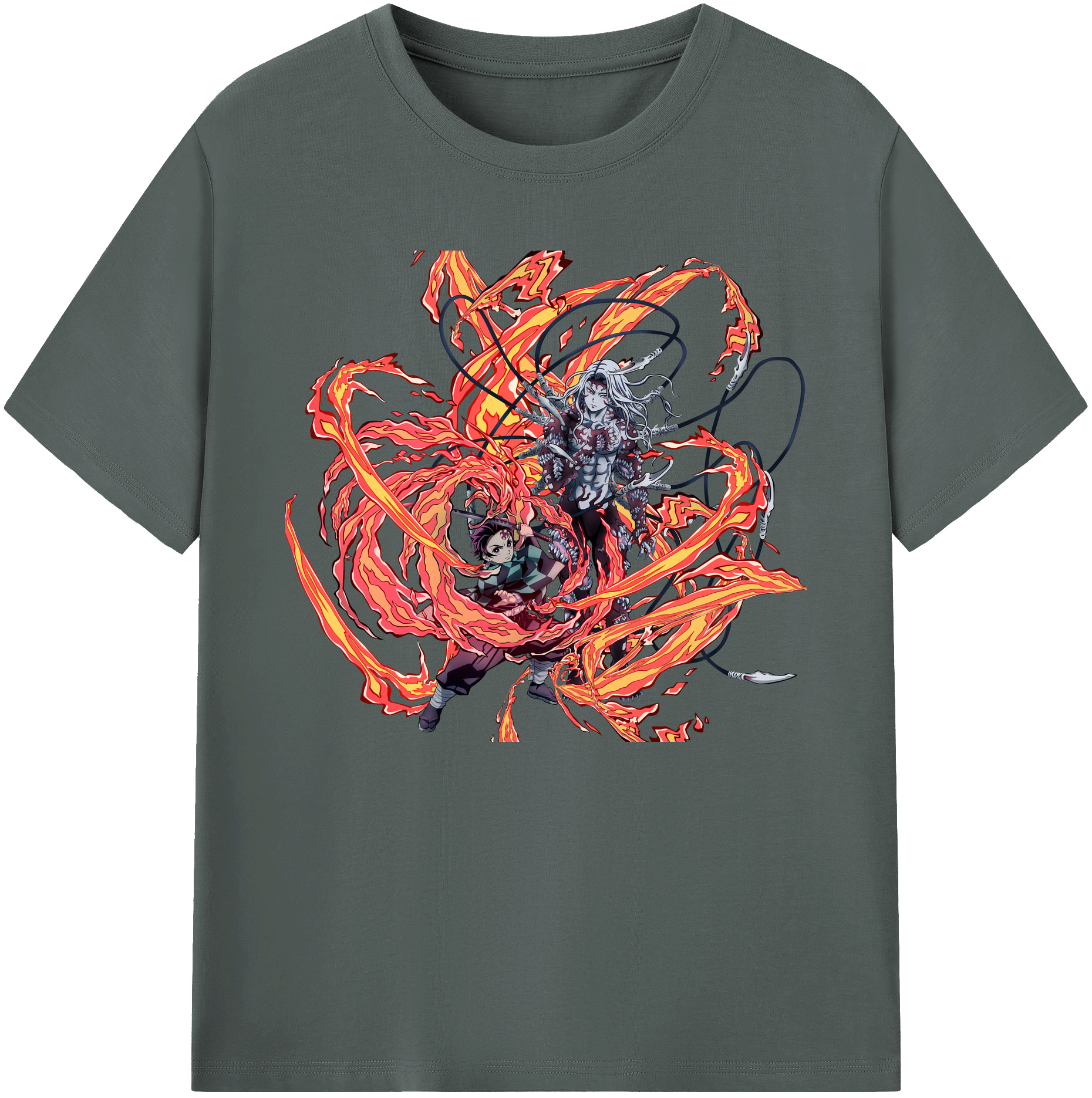 （画像用） 鬼滅の刃 竈門 炭治郎／かまど たんじろう Kamado Tanjirou 綿100％ メンズ半袖Tシャツ｜肌触りやわらか＆通気性